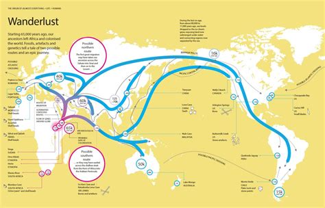 Wanderlust Map Of 65k Years Of Human Migration Patterns Infographic