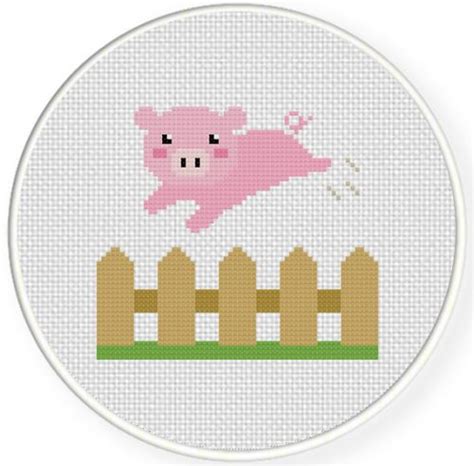Piggy Over The Fence Cross Stitch Pattern Daily Cross Stitch