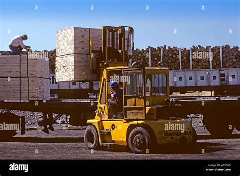 Forklift Loading Bundle Lumber On Hi Res Stock Photography And Images