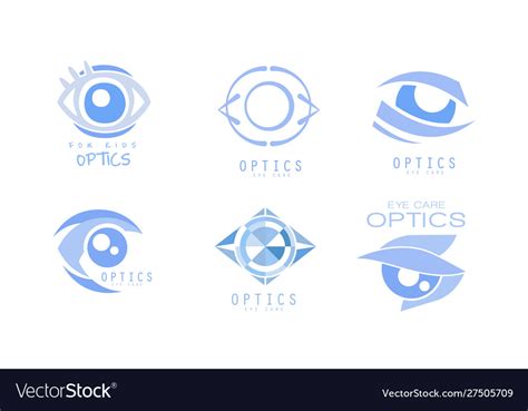Eye Care Optics Logos Collection Clinic Royalty Free Vector