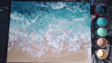 12 Diy Beach Acrylic Pour Painting Fluid Art Easy For Beginners