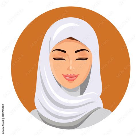 beautiful muslim woman in hijab closing her eyes vector flat icon avatar stock vector adobe stock
