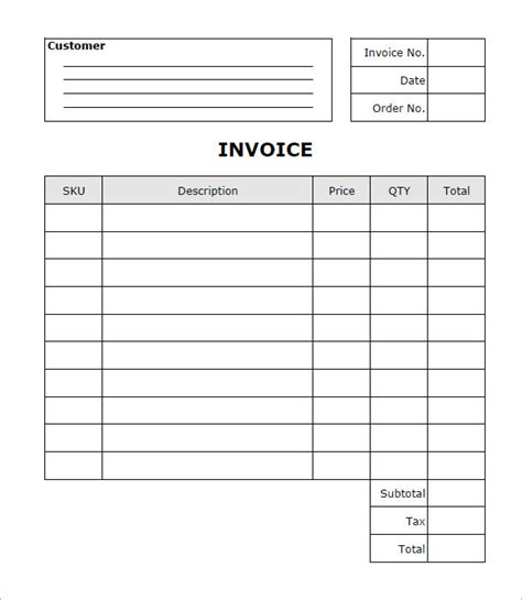 Business Invoice Templates Free Printable
