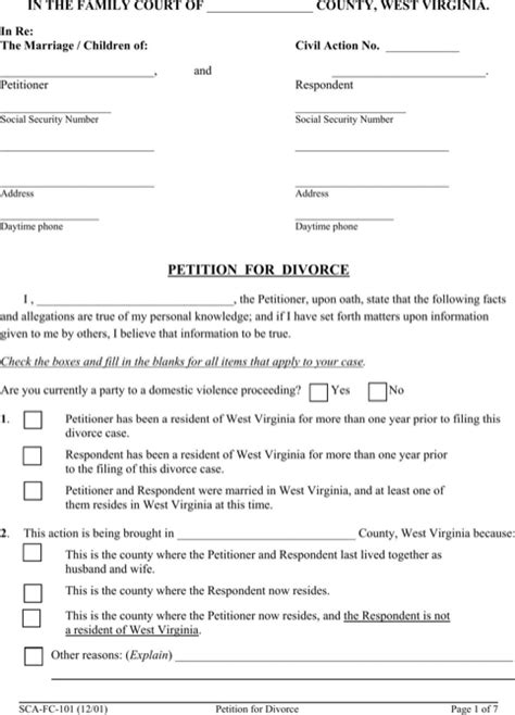 How long must i have lived in west virginia prior to filing for divorce in an west virginia court? Download West Virginia Divorce Papers for Free - FormTemplate