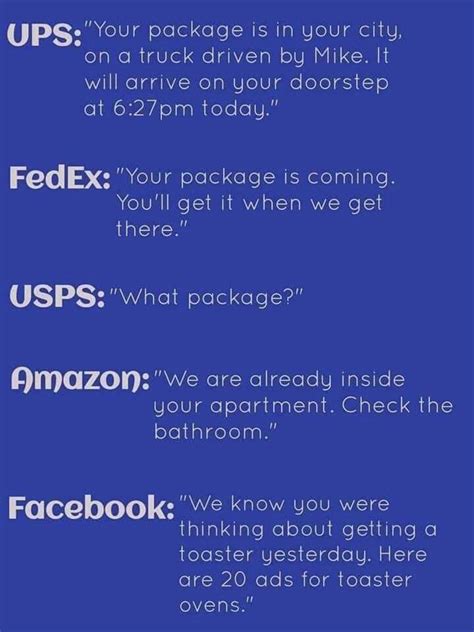 Ups Vs Fedex Vs Amazon Vs Facebook Ups Funny Car Memes Funny Posts