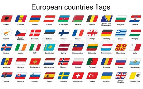 Sæt Af Europæiske Lande Flag Ikoner Stock Vektor Colourbox