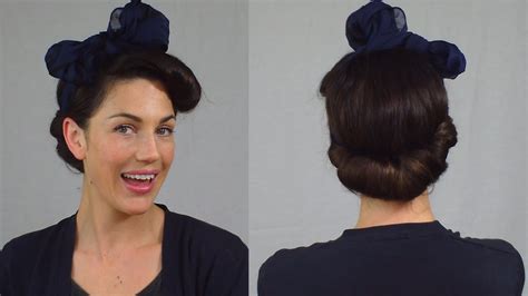 Easy Pin Up Hairstyle Vintage Scarf Roll Updo Fitfully