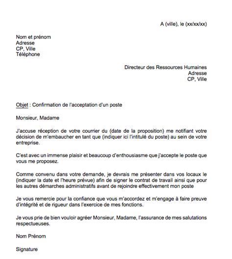 Modele De Lettre Acceptation D Un Poste Exemple De Lettre Hot Sex Picture