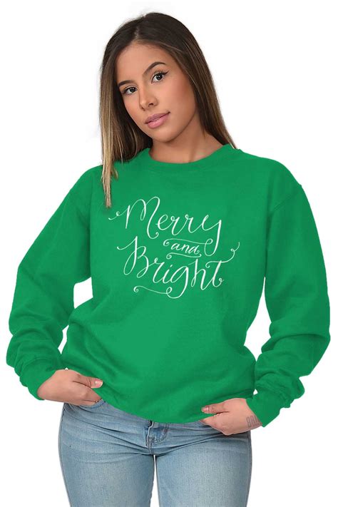 Christmas Sweat Shirt Sweatshirt For Womens Merry And Bright Holiday