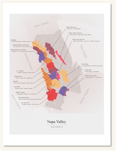 Wine Map Napa Valley California Bonavin