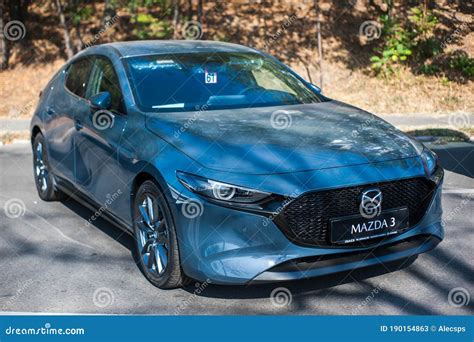 Galati Romania September 15 2019 Blue Mazda 3 Bp Facelift Front
