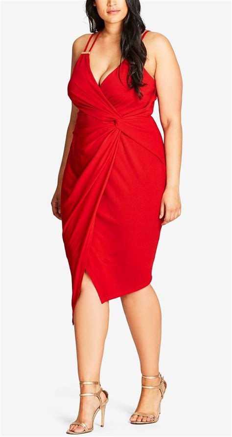Plus Size Faux Wrap Bodycon Dress Cute Cocktail Outfit For Plus Size