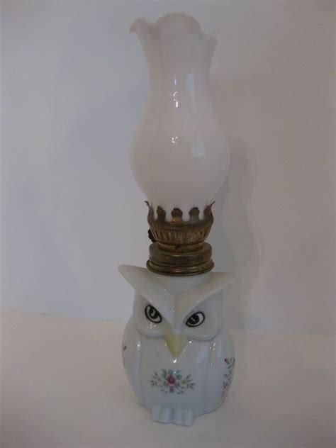 Vintage gigantic owl table lamp lighting home decor rustic. Porcelain OWL ANTIQUE LAMP unique small oil lamp pastel ...