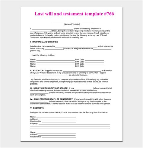 Free 17 Last Will And Testament Forms And Templates Word Purshology