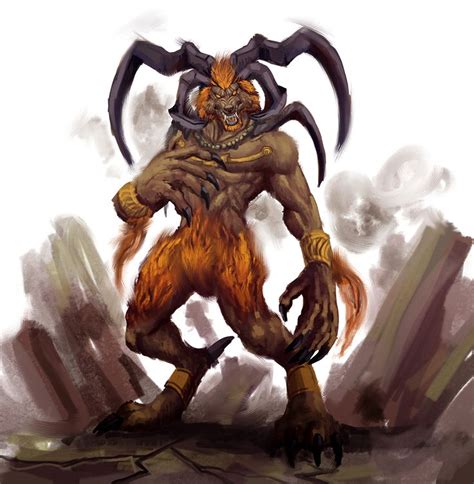 An Image Of A Demon With Horns And Claws On Its Head Standing In
