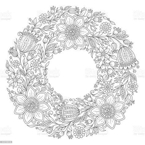 75 lente bloemen knutselen kleurplaat beste kleurplaat website. Flowers Wreath Coloring Book Page For Adult stock vector art 520739248 | iStock