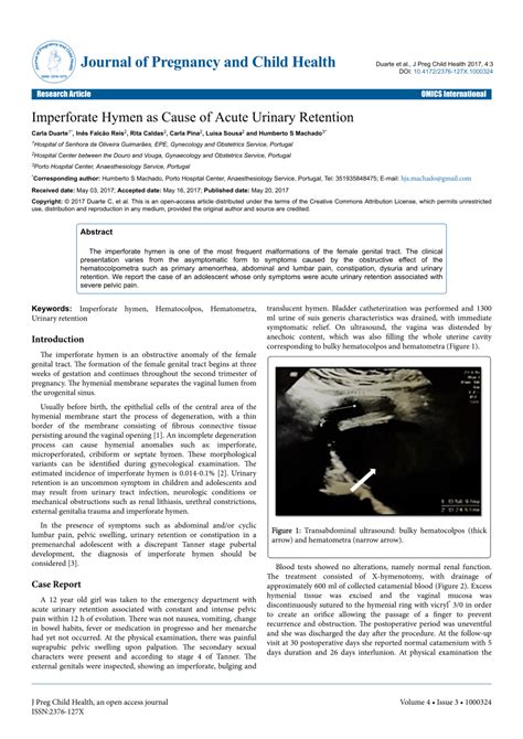 Pdf Imperforate Hymen As Cause Of Acute Urinary Retention