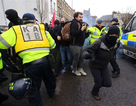 Anti Fascist Protesters Break Through Police Lines As They Clash With Right Wing Protestors
