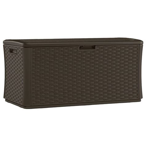 Keep the seasonal clothes organised and tidy! Suncast Java 134 Gal. Resin Wicker Deck Box-BMDB134004 ...