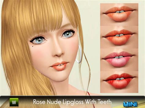 The Sims Resource Rose Nude Lipgloss With Teeth F M