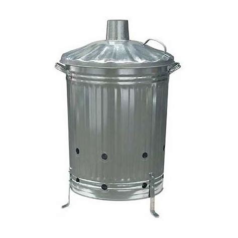 Garden Galvanised Steel Incinerator Fire Bin With Lid 85l Homebase