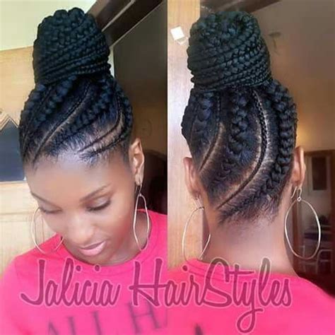 Dakota fanning has been sporting this style for a long time. ghana braids, ghana braids with updo, straight up braids, braids hairstyles for… | Braided bun ...
