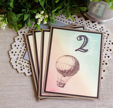 Wedding Reception Table Numbers Vintage Hot Air Balloon