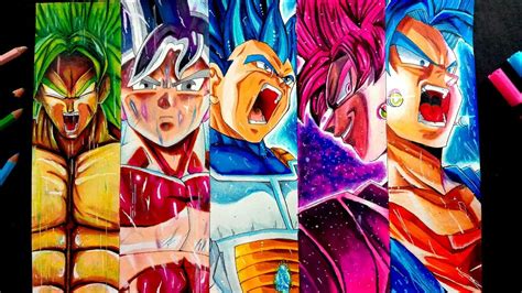 Drawing 5 Saiyans In Their Strongest Forms Dragonball Youtube
