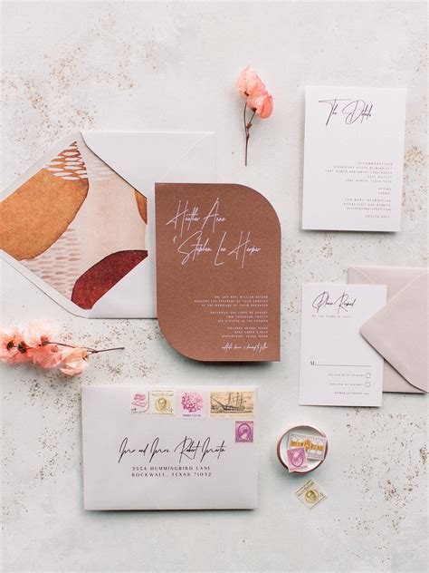 Modern Die Cut Shape Wedding Invitation With White Ink Abstract Design