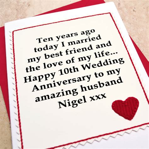 Personalised 10th Wedding Anniversary Card By Jenny Arnott Cards