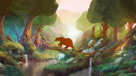 Anime Cartoon Fantasy Children Kids Art Paintings Animals Bears Nature Trees Forest