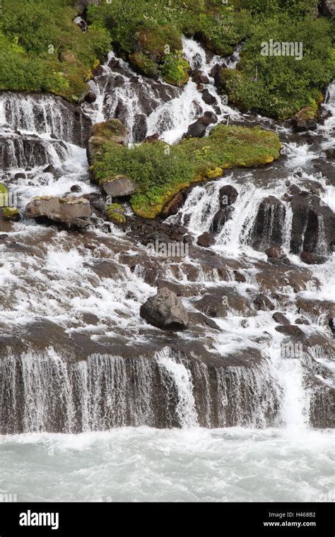 Waterfall Hraunfossar Iceland Stock Photo Alamy