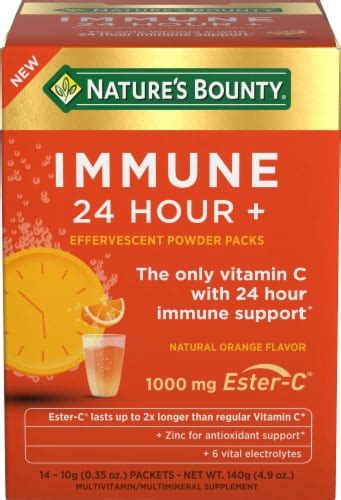 Nature S Bounty® Natural Orange Flavor Immune 24 Effervescent Powder Packets 1000mg 14 Ct