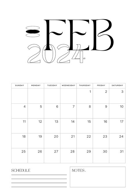 Free Printable February 2024 Calendar Pdf Templates