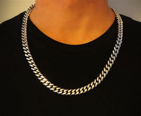 Silver Chain Necklace Smooth Curb Style 10mm Width Ice Ii© Mens