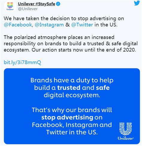 Facebook Twitter Shares Sink As Unilever Pulls Back Ads Cgtn