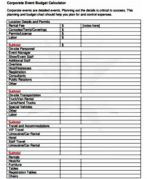 Sample Corporate Budget Template Budget Template Simple Budget