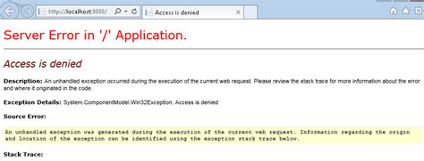 Asp Net Server Error In Application Access Is Denied Stack Overflow