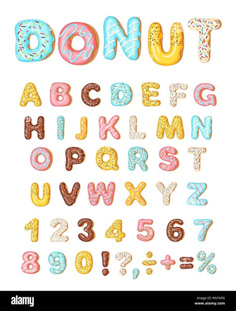 Donut Icing Latters Font Of Donuts Bakery Sweet Alphabet Letters And