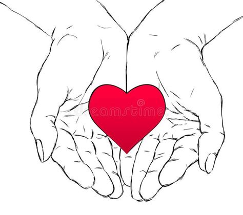 Hands And Heart Female Hands Holding Red Heart Stock Illustration