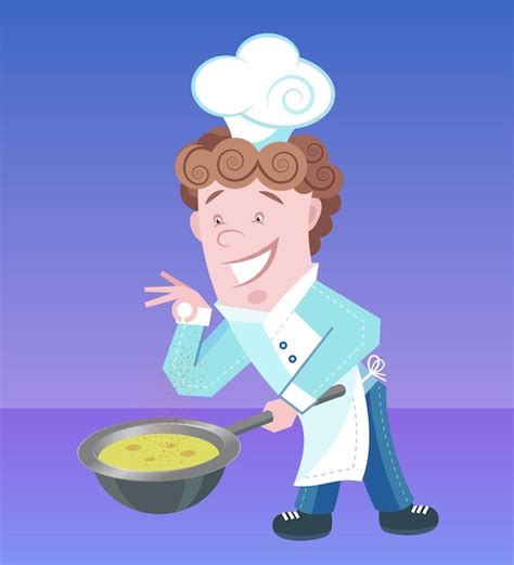 Premium Vector A Cheerful Cook Character Cooking Some Delicious Dish