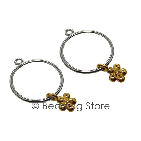 New Pandora Genuine Gold Silver Diamond Flower Compose Earring Pendants