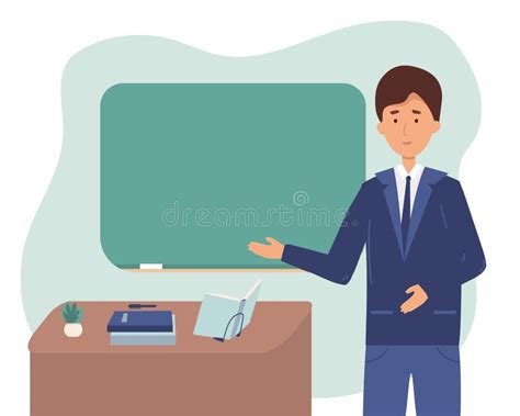 Male Professor Teacher Teacher Teacher Showing On Board Vector