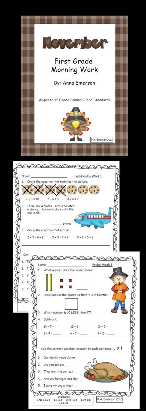 The First Grade Morning Work Booklet With Pictures And Instructions For