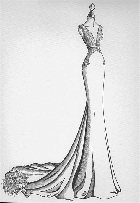 Wedding Dress Sketches Wedding Dress Drawing Wedding Dress Ink