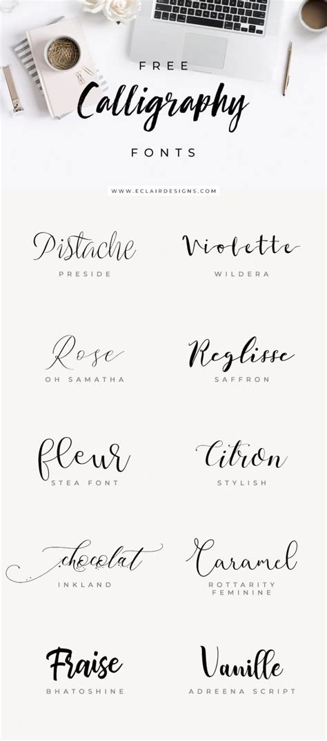 Eclair Designs 10 Free Calligraphy Fonts Lettering Free Calligraphy