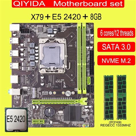 X79 Motherboard Set With Xeon Lga 1356 E5 2420 Cpu 2pcs X 4gb 8gb 1333mhz Pc3 10600r Ddr3 Ecc