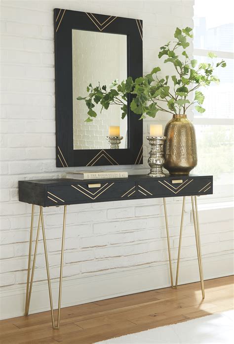 Coramont Console Table With Mirror Blackgold Finish In 2020 Console