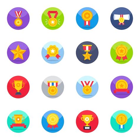Premium Vector Pack Of Awards Flat Icons