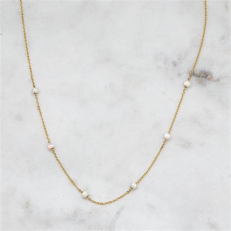 Opal Necklace Dainty White Opal Necklace Opal Jewelry Etsy